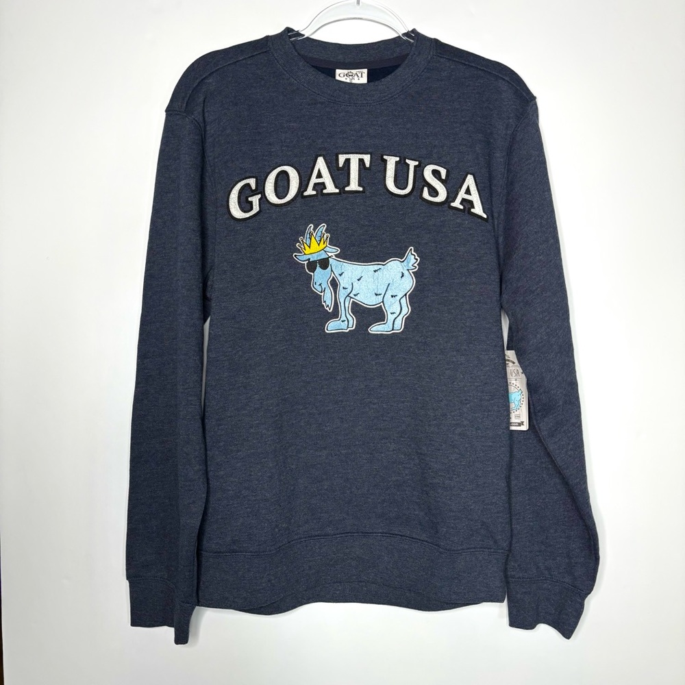 GOAT USA Charcoal Grey Crew Neck‎ Sweatshirt Unisex Men's Gray Pullover Small